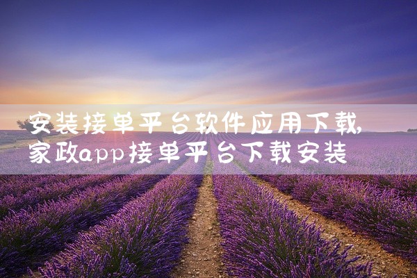 安装接单平台软件应用下载
